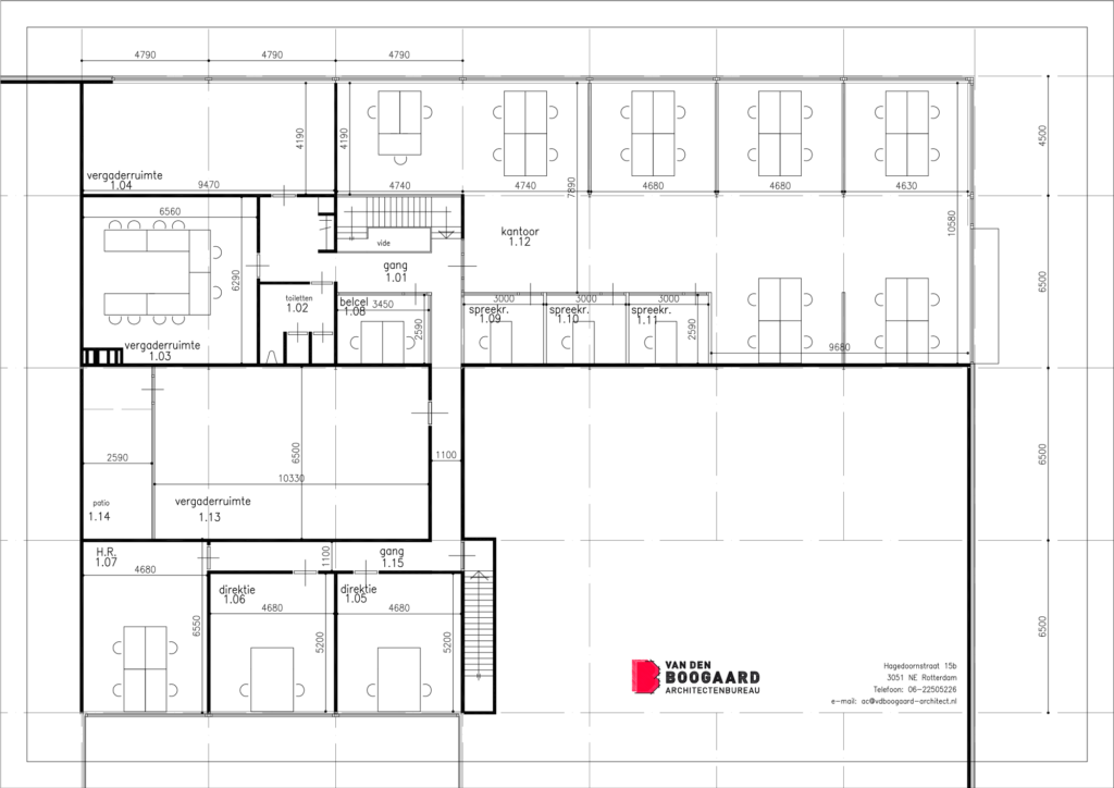 Plattegrond na de renovatie van kantoren